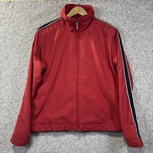 Nike Jacket Women's XL Red Woven Track Full Zip Stripe Sleeve Swoosh Athletic